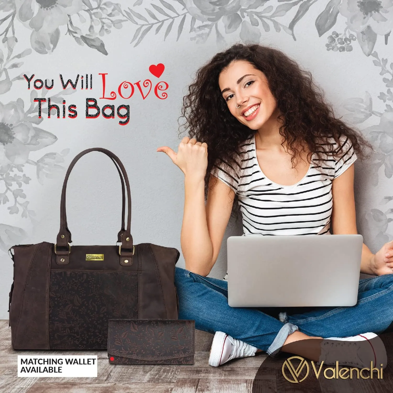 VALENCHI Leather Tote Bag For Women - Leather Handbags For Women - Trendy Ladies Shoulder Bag - Work, Travel
