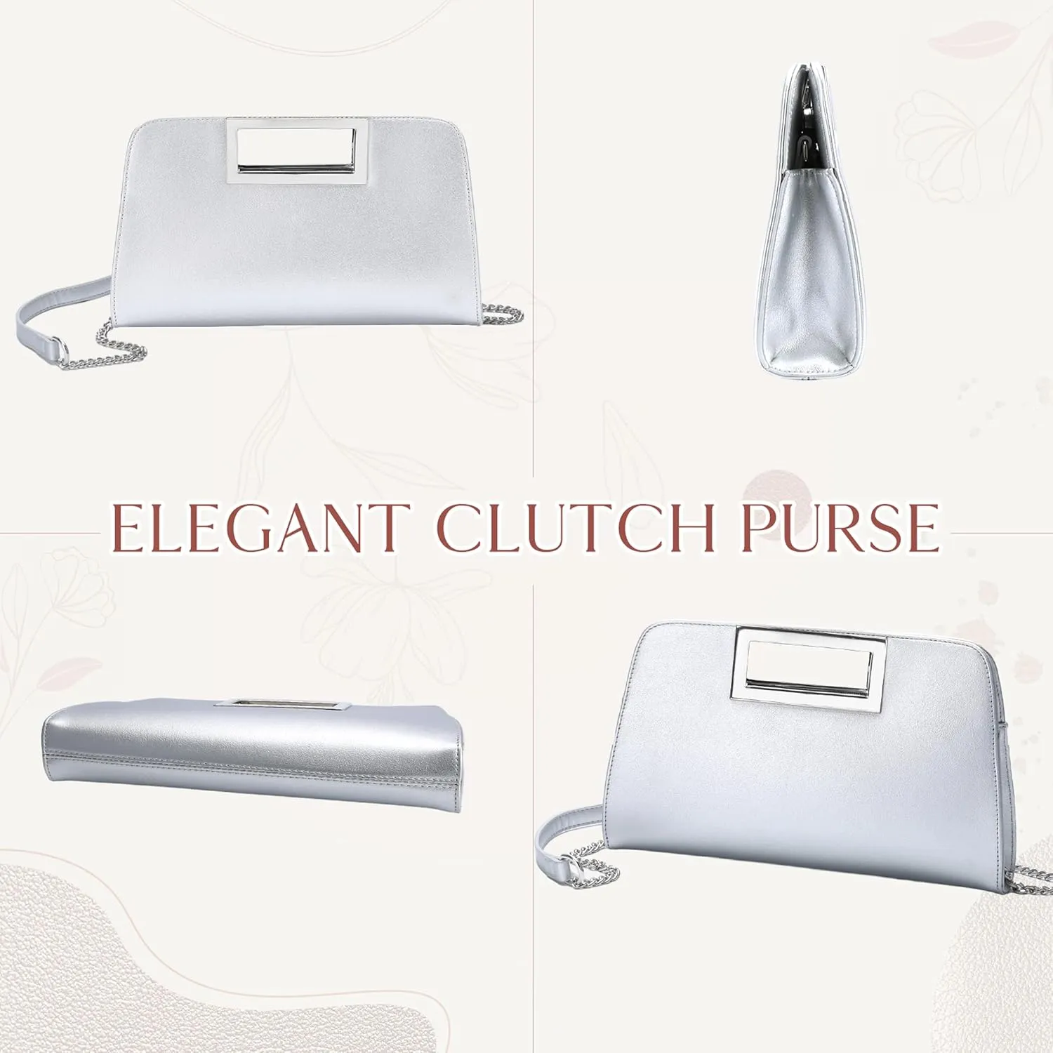 VASCHY Clutch Purse for Women,Fashion Vegan Leather Cut-Out Handle Evening Handbag Crossbody Shoulder Bag for Wedding,Party