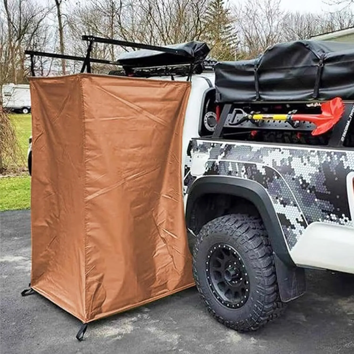 Vehicle Awning Shower Room with LED Light,Car Side Shower Tents - SUV Truck Bathroom Tent for Camping Privacy Shelters,Outdoor Portable Instant Changing Room