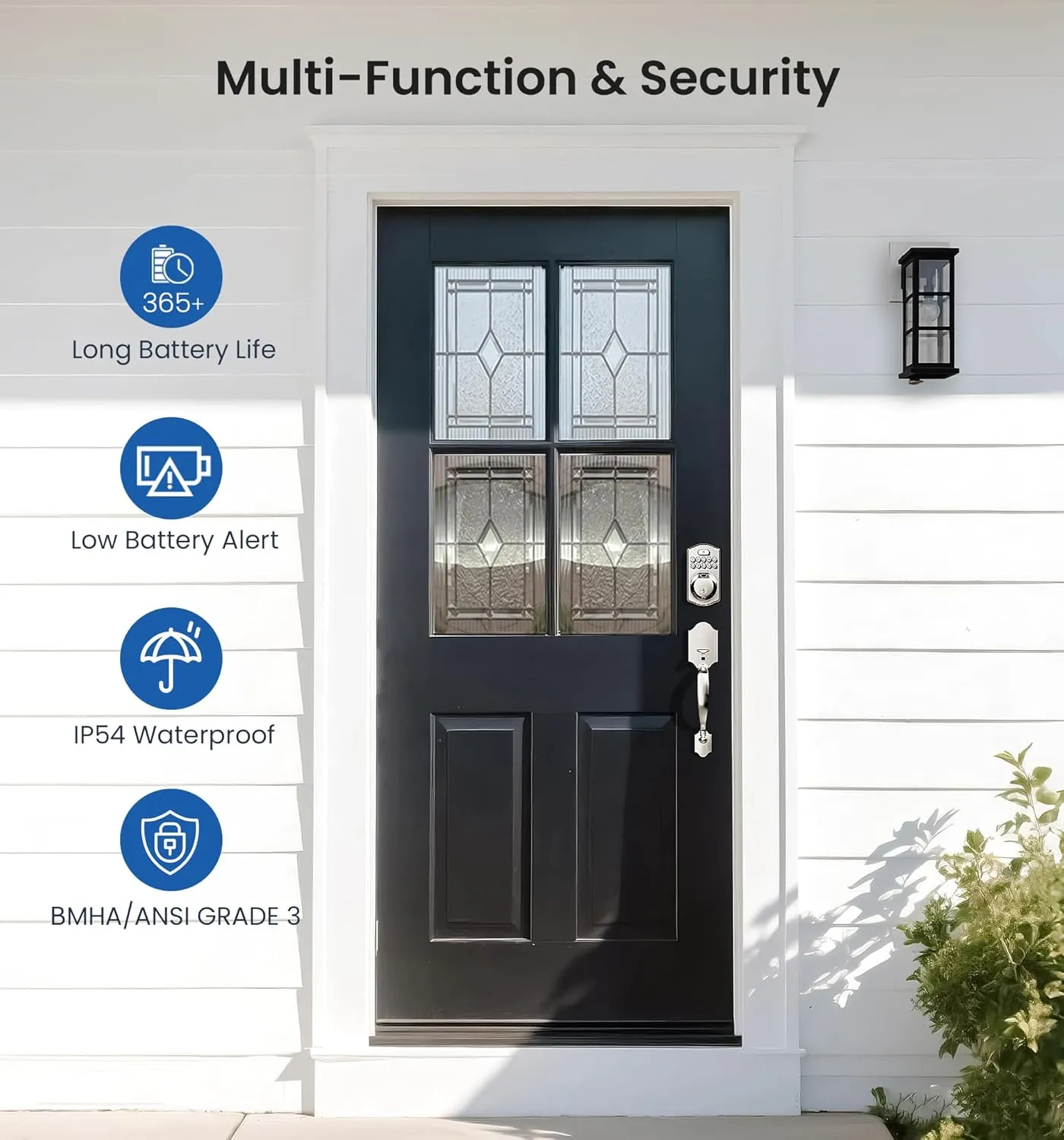 Veise Fingerprint Door Lock, Keyless Entry, Auto Lock, Electronic Keypad Deadbolt for Front Door, Biometric, Anti-Peeking Password, Easy Install, Satin Nickel