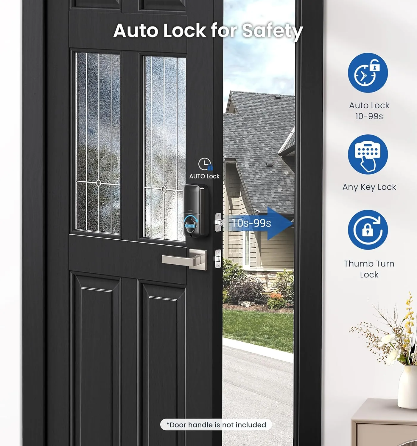 Veise Fingerprint Door Lock, Keyless Entry, Auto Lock, Electronic Keypad Deadbolt for Front Door, Biometric, Anti-Peeking Password, Easy Install, Satin Nickel