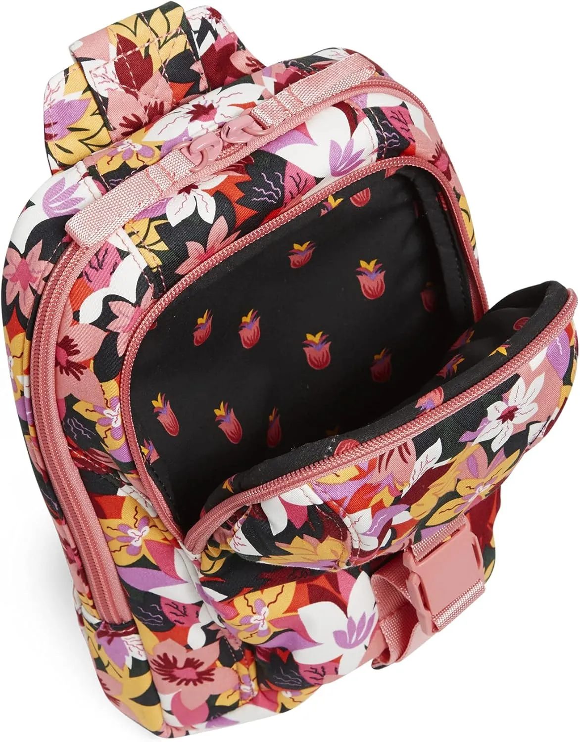 Vera Bradley Women's Cotton Utility Sling Backpack, Rosa Floral - Recycled Cotton, One Size