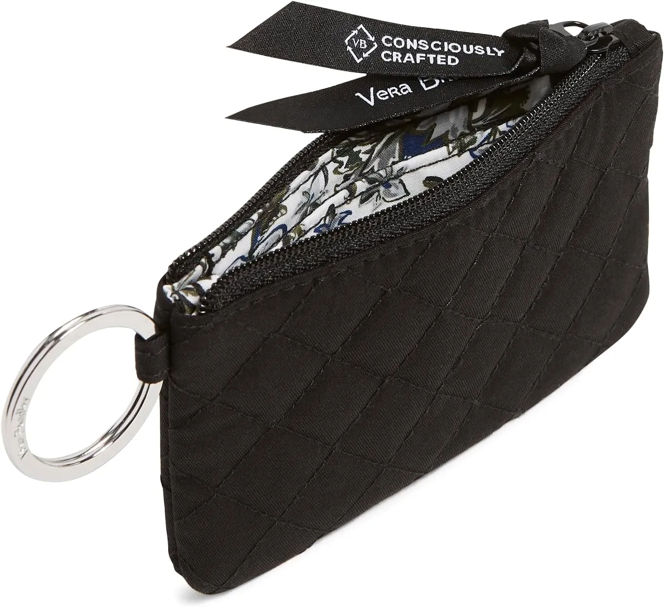 Vera Bradley Women's Cotton Zip ID Case and Lanyard Combo, True Black, One Size