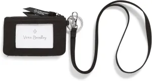 Vera Bradley Women's Cotton Zip ID Case and Lanyard Combo, True Black, One Size