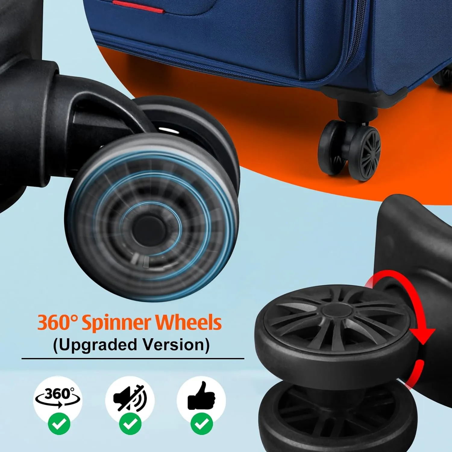 Verdi Softside Expandable 24 Inch Luggage with Spinner Wheels Lightweight Suitcase (Navy, Checked-Large 24-Inch)