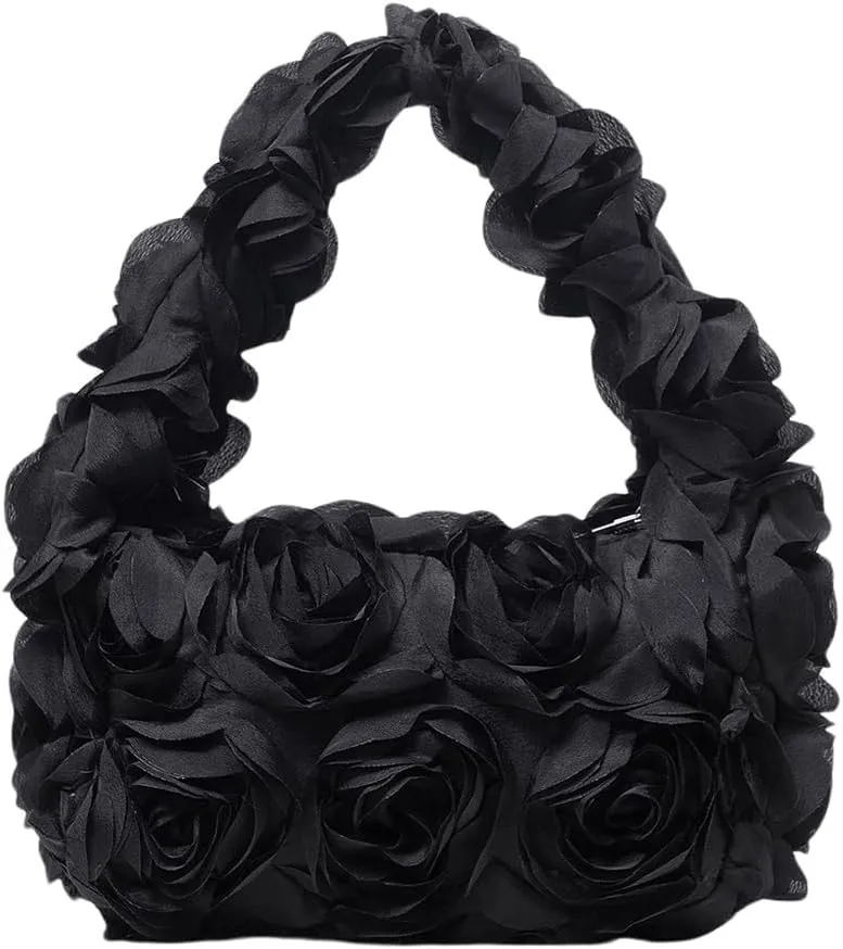 Verdusa Women's 3D Flower Clutch Handbags Rose Evening Purse Top Handle Bags