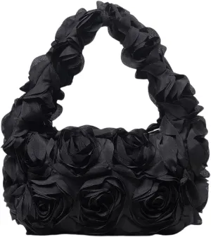 Verdusa Women's 3D Flower Clutch Handbags Rose Evening Purse Top Handle Bags