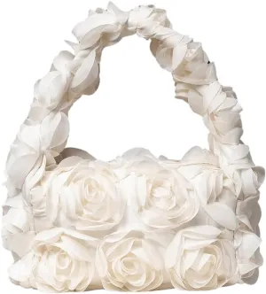 Verdusa Women's 3D Flower Clutch Handbags Rose Evening Purse Top Handle Bags