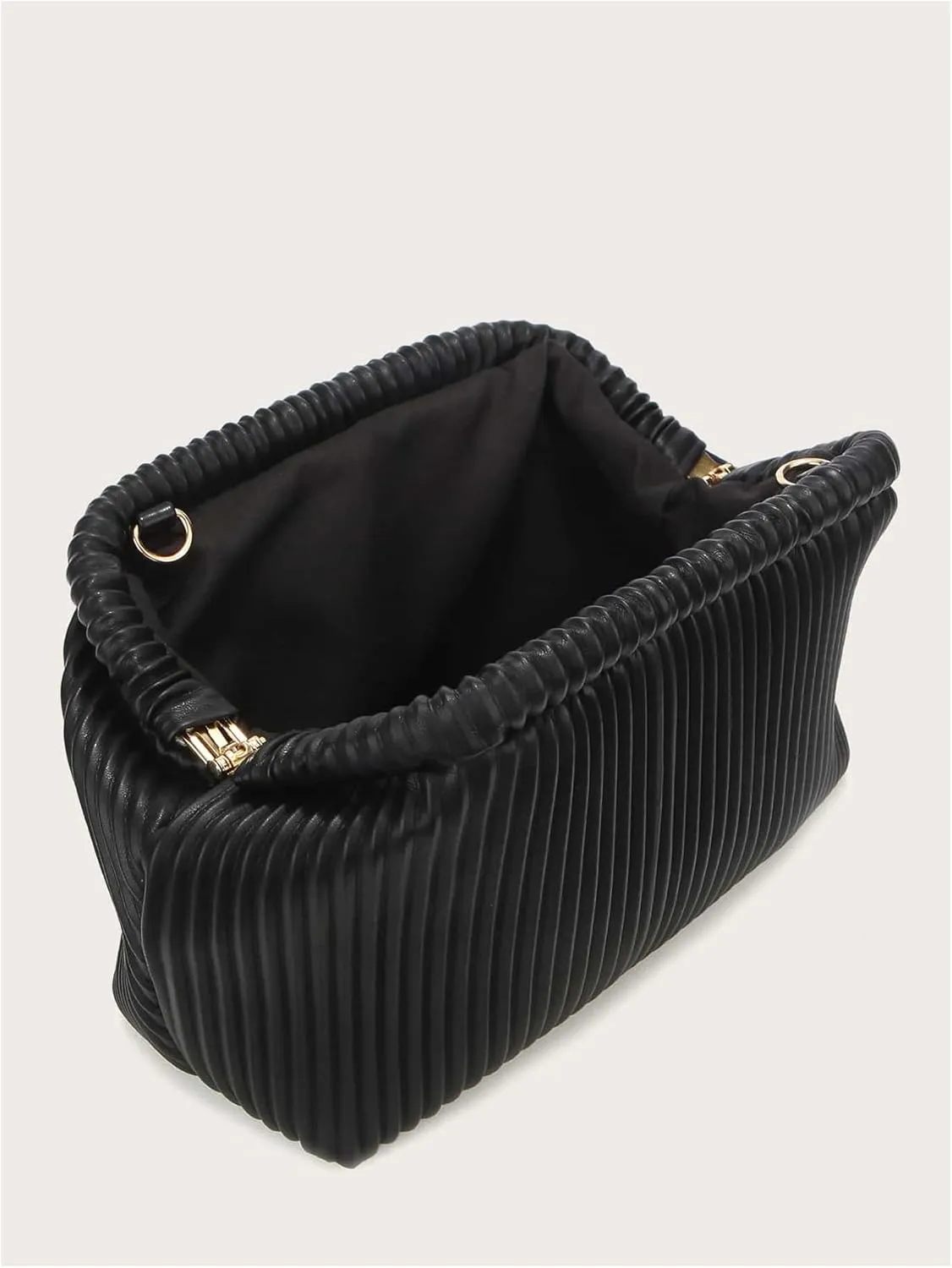 Verdusa Women's Ruched Clutch Purses Makeup Bag Pleated PU Leather Evening Handbags