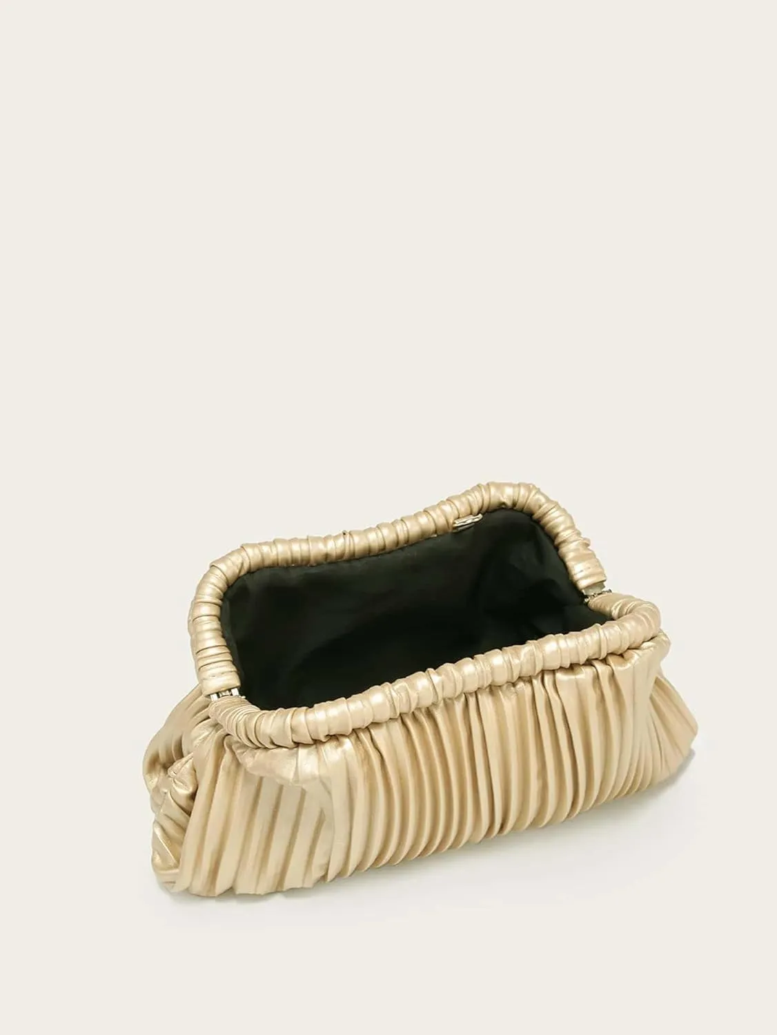 Verdusa Women's Ruched Clutch Purses Makeup Bag Pleated PU Leather Evening Handbags