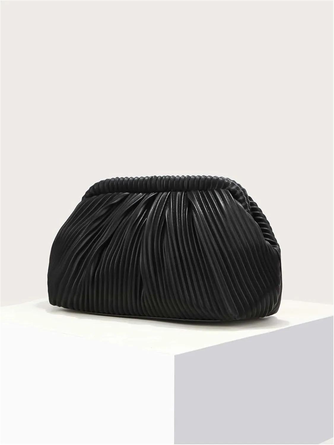 Verdusa Women's Ruched Clutch Purses Makeup Bag Pleated PU Leather Evening Handbags