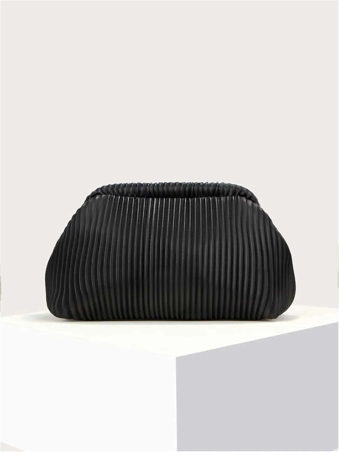 Verdusa Women's Ruched Clutch Purses Makeup Bag Pleated PU Leather Evening Handbags