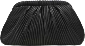 Verdusa Women's Ruched Clutch Purses Makeup Bag Pleated PU Leather Evening Handbags