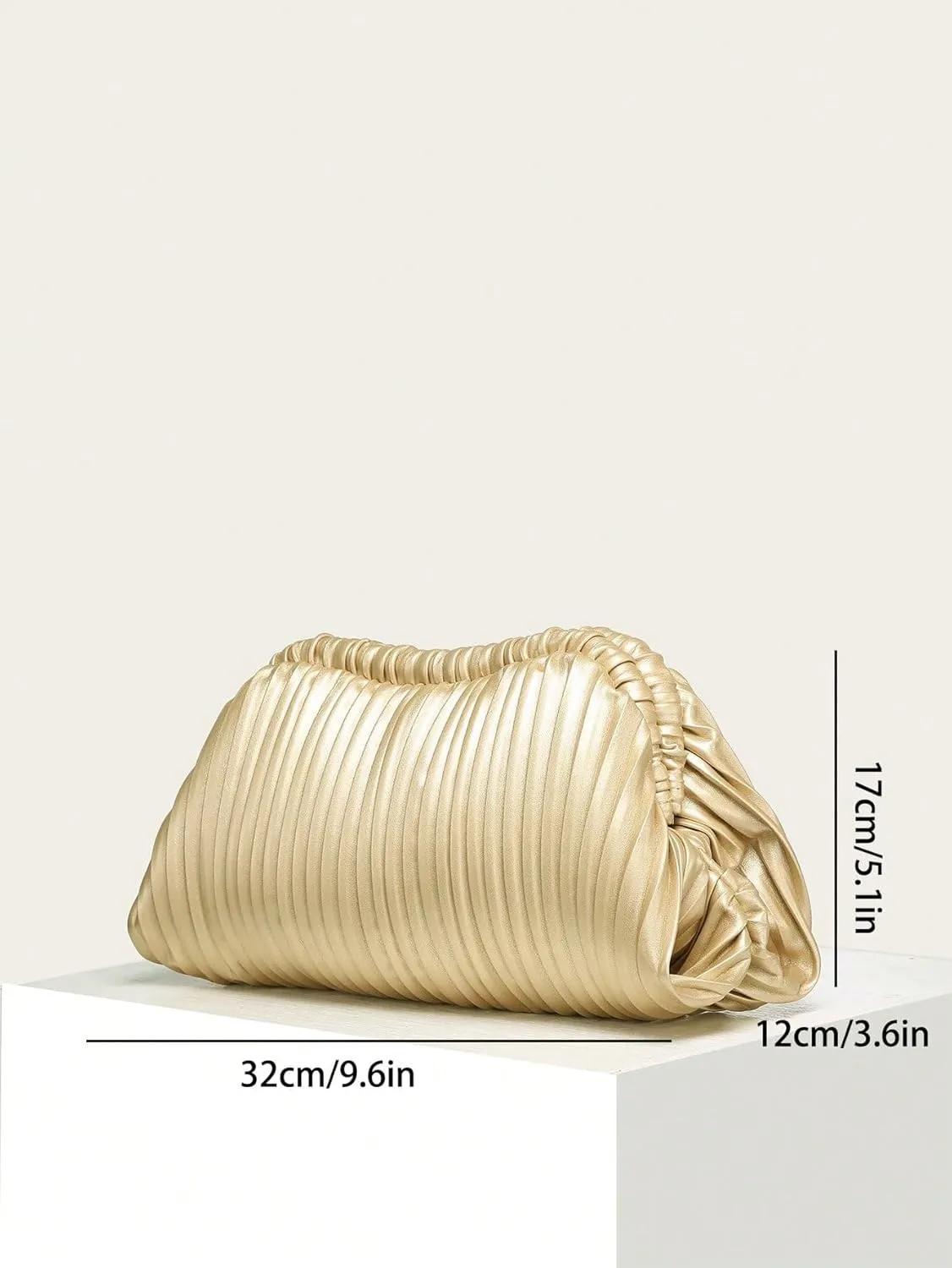 Verdusa Women's Ruched Clutch Purses Makeup Bag Pleated PU Leather Evening Handbags