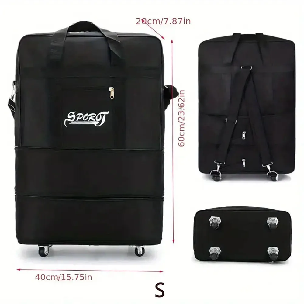 Versatile Expandable Black Trolley Suitcase