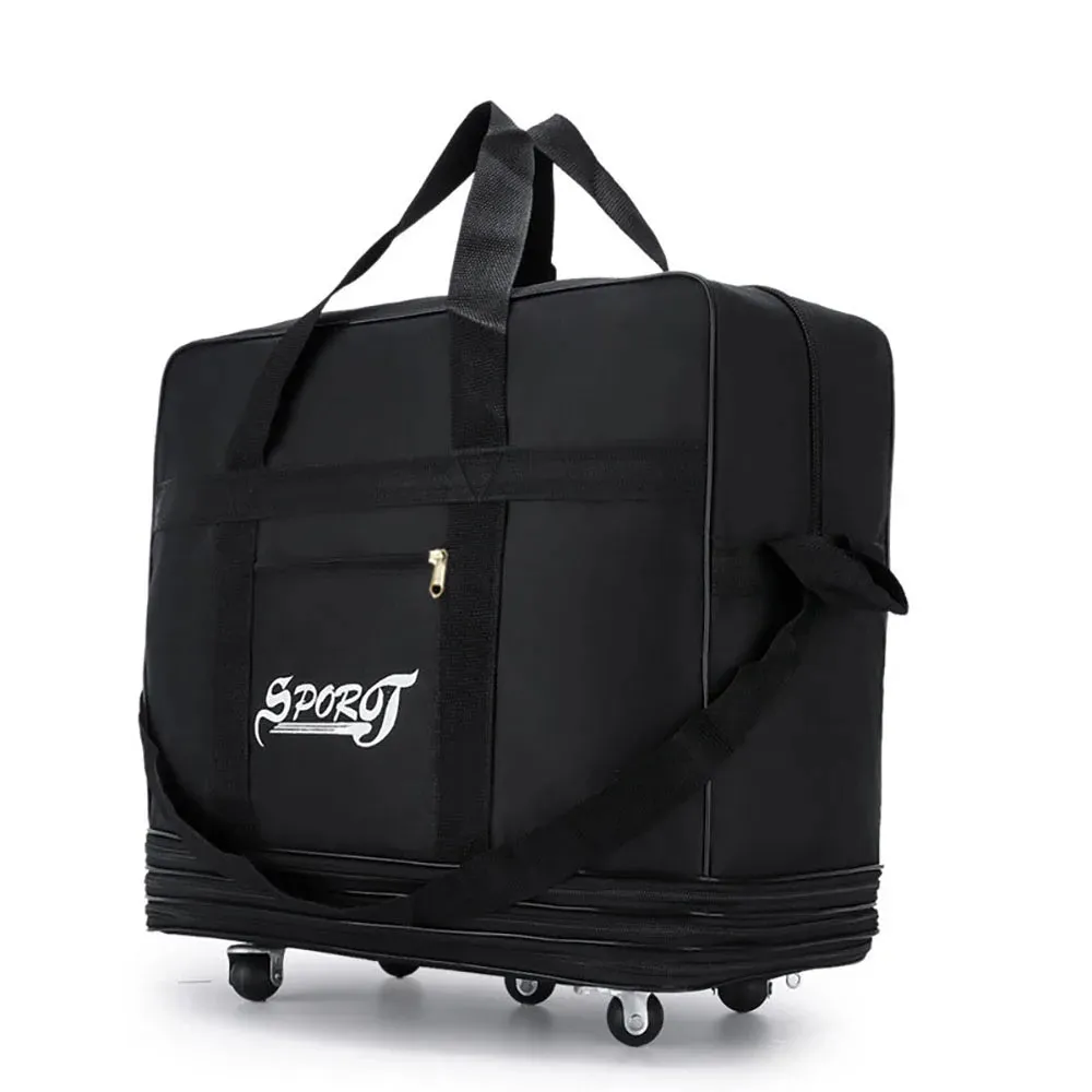 Versatile Expandable Black Trolley Suitcase
