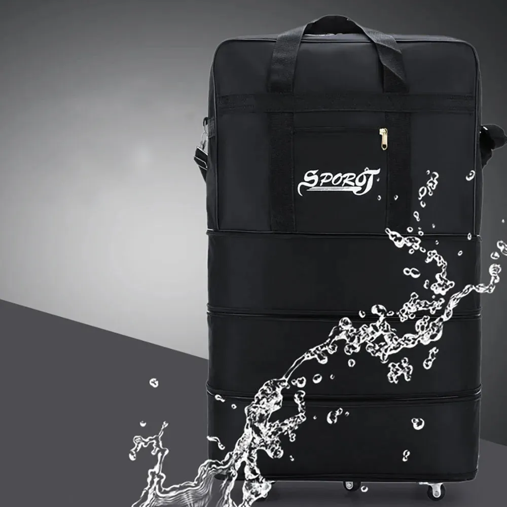 Versatile Expandable Black Trolley Suitcase