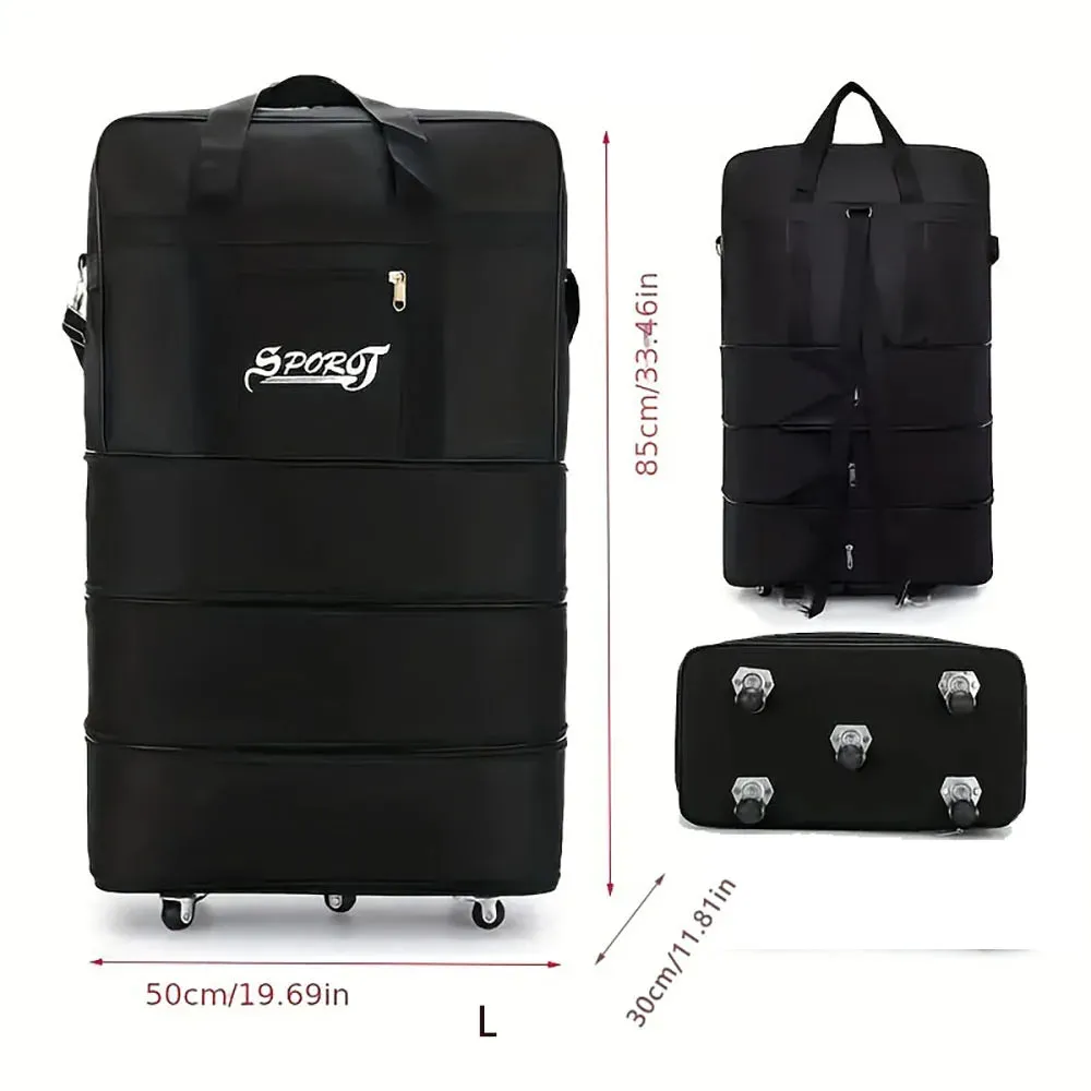 Versatile Expandable Black Trolley Suitcase