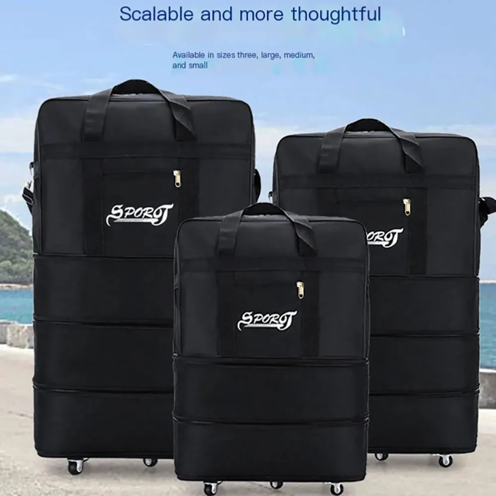 Versatile Expandable Black Trolley Suitcase