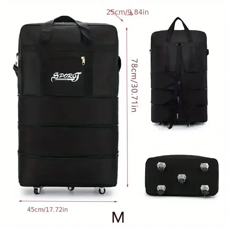 Versatile Expandable Black Trolley Suitcase