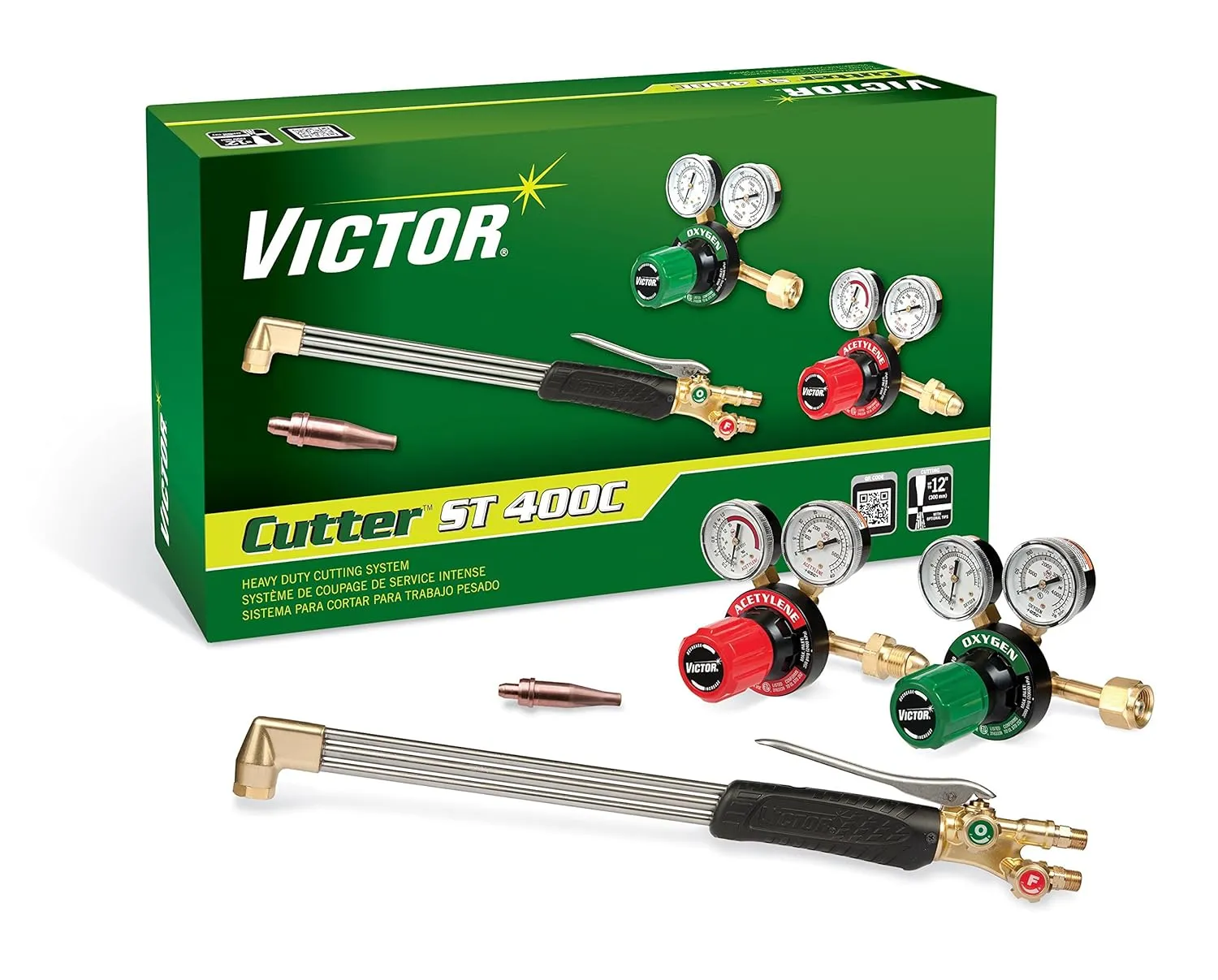 Victor Technologies 0384-2694 Cutter ST 400C Extra Heavy Duty Cutting System, Acetylene Gas Service, G350-15-510 Fuel Gas Regulator