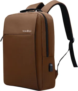 Victoriatourist Laptop Backpack 15.6 Inch, Business Slim Durable Laptops Travel Backpacks with USB Charging Port, College Backpacks Computer Bag Gifts for Men and Women Fits Notebook (Brown)