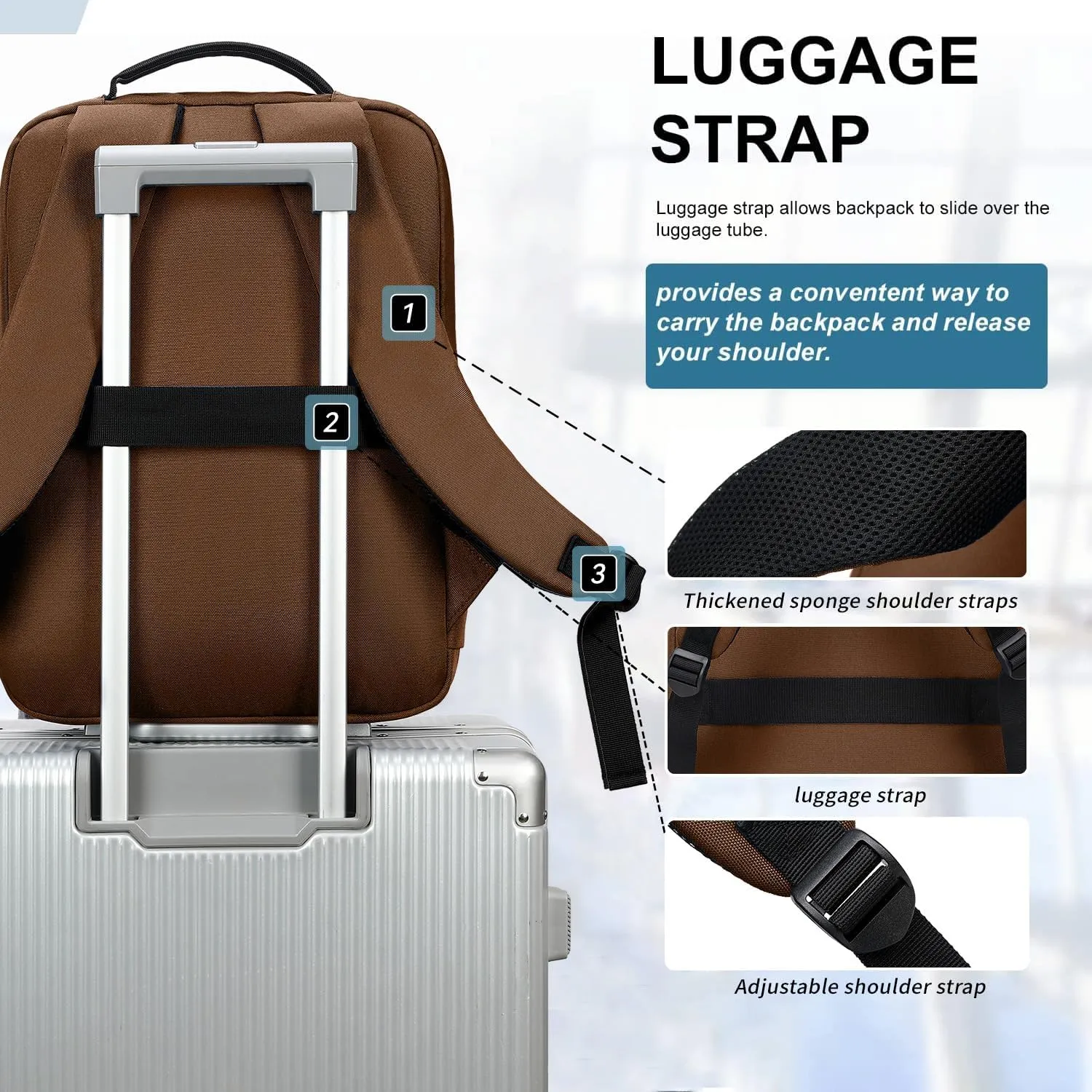 Victoriatourist Laptop Backpack 15.6 Inch, Business Slim Durable Laptops Travel Backpacks with USB Charging Port, College Backpacks Computer Bag Gifts for Men and Women Fits Notebook (Brown)