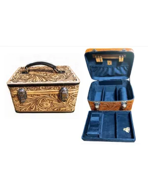 Vintage Style Tooled Leather Train Case - wholesale