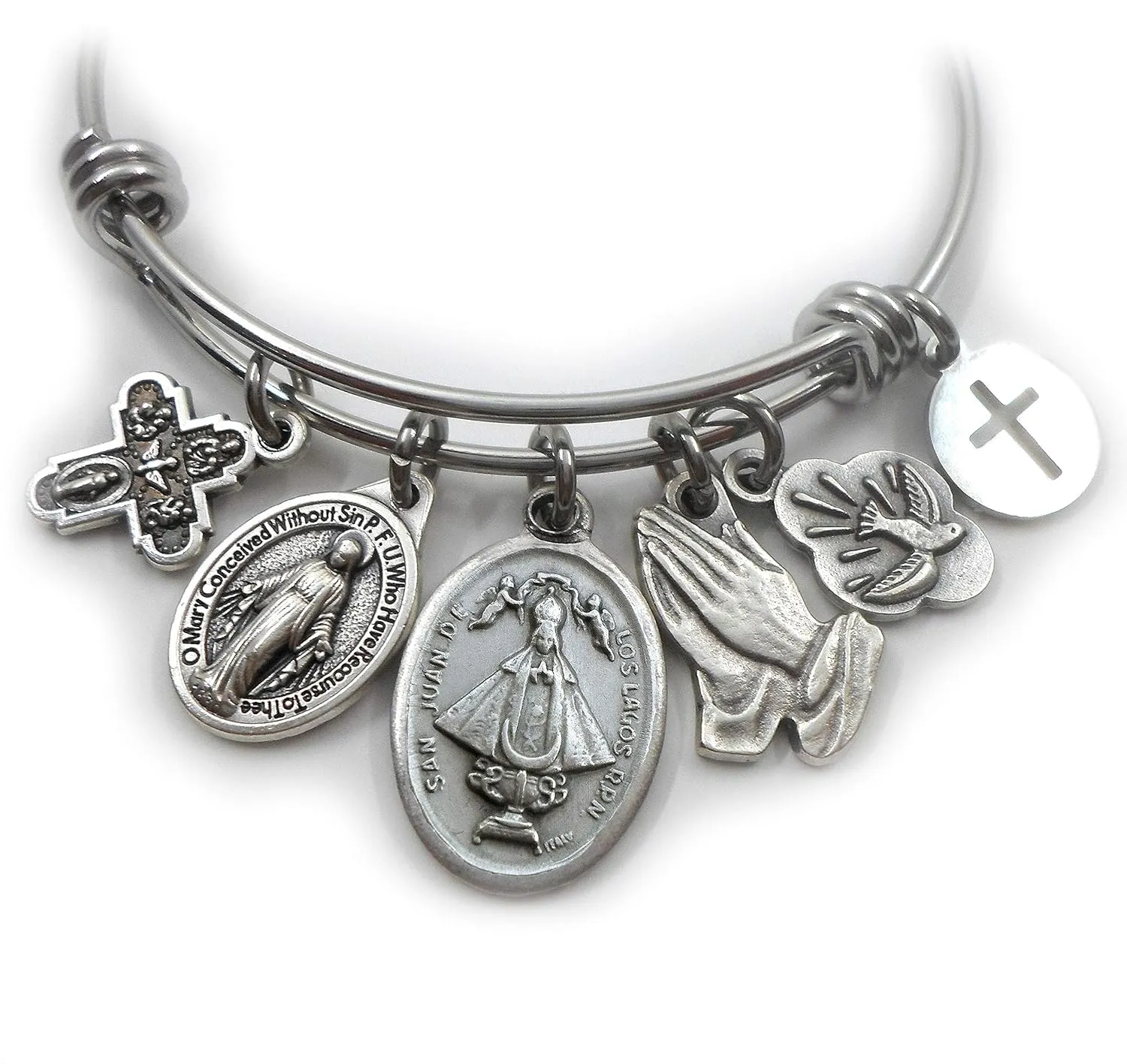 Virgen de San Juan de Los Lagos Bangle Bracelet, Virgin Mary, Our Lady, Catholic Jewelry Gift