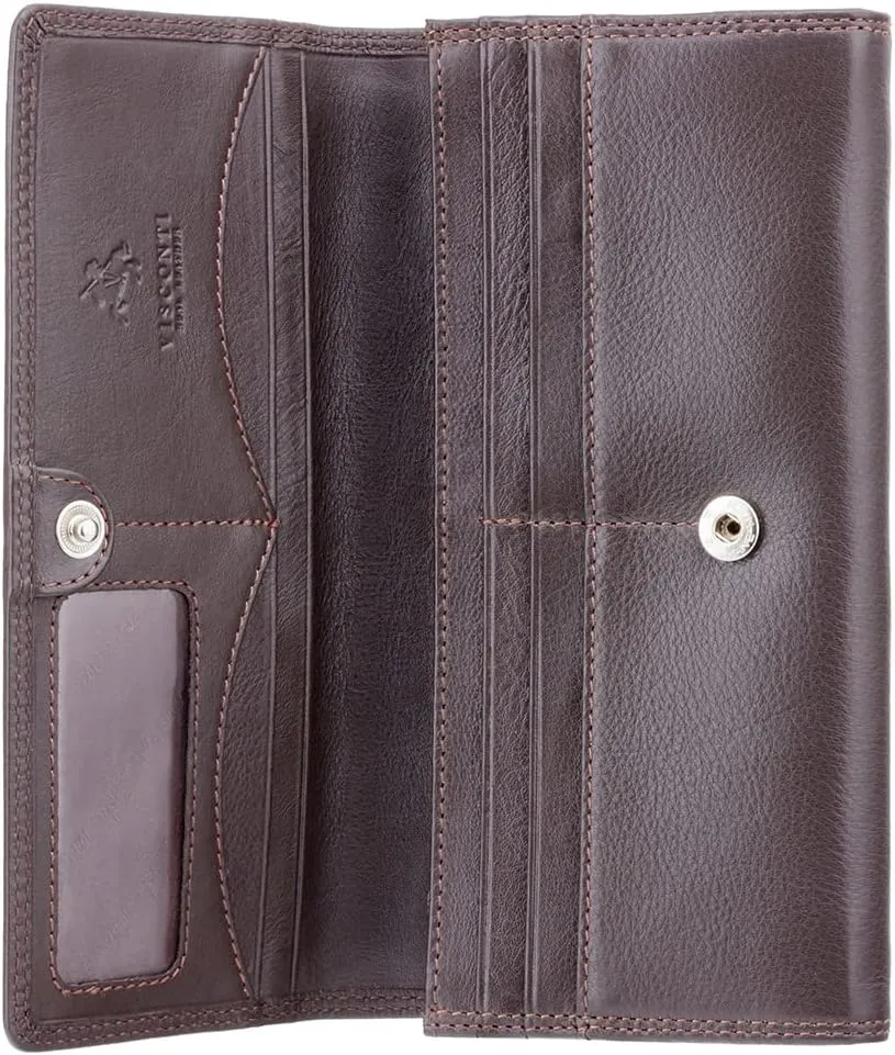 Visconti Heritage-35 Soft Leather Large Ladies Purse Wallet (Brown)