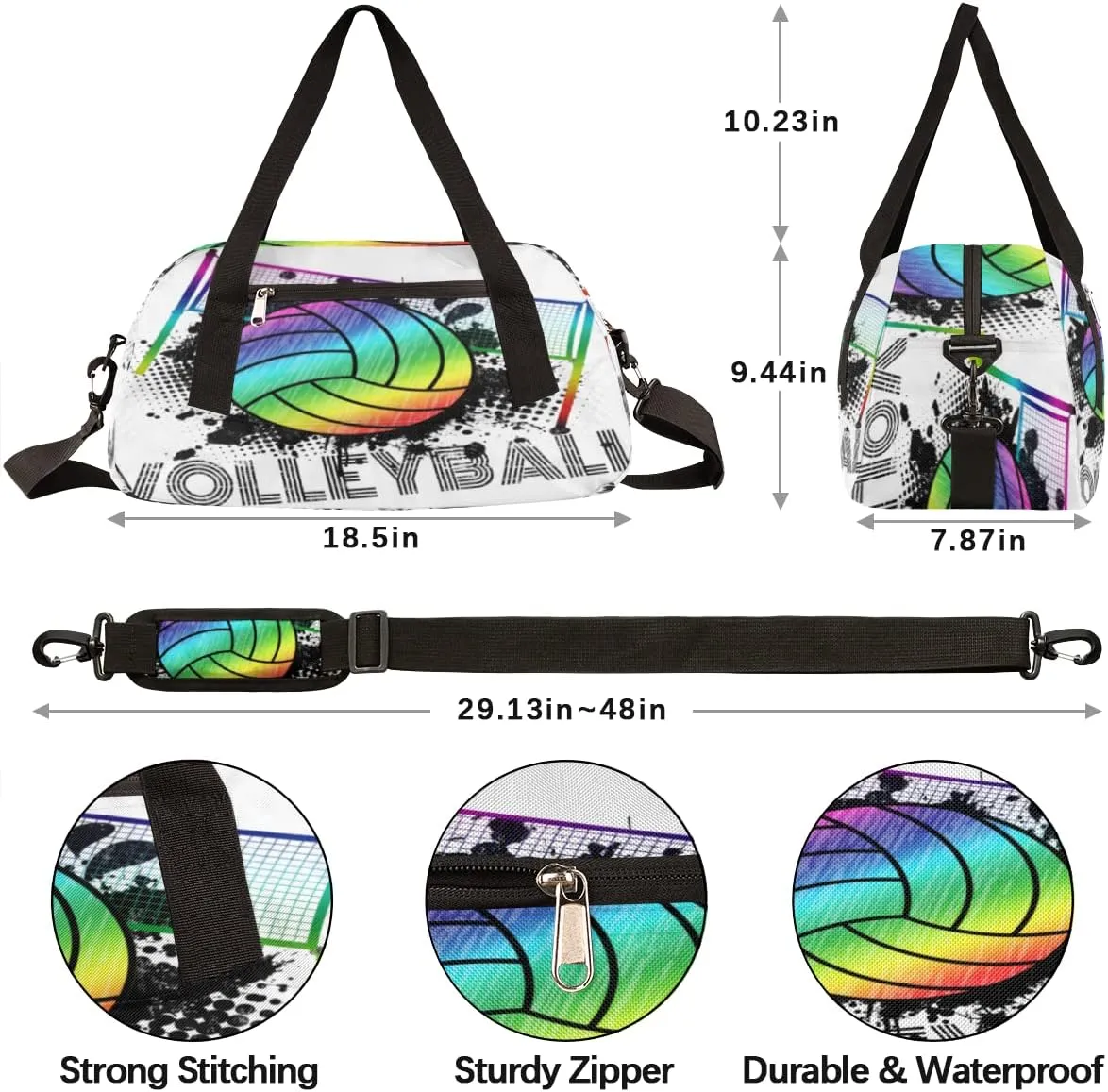 Volleyball Sport Ball Gym Duffel Bag for Women Men - Small Travel Sports Getaway Overnight Weekender Workout Dance Bag for Boys Girls Kids Teens