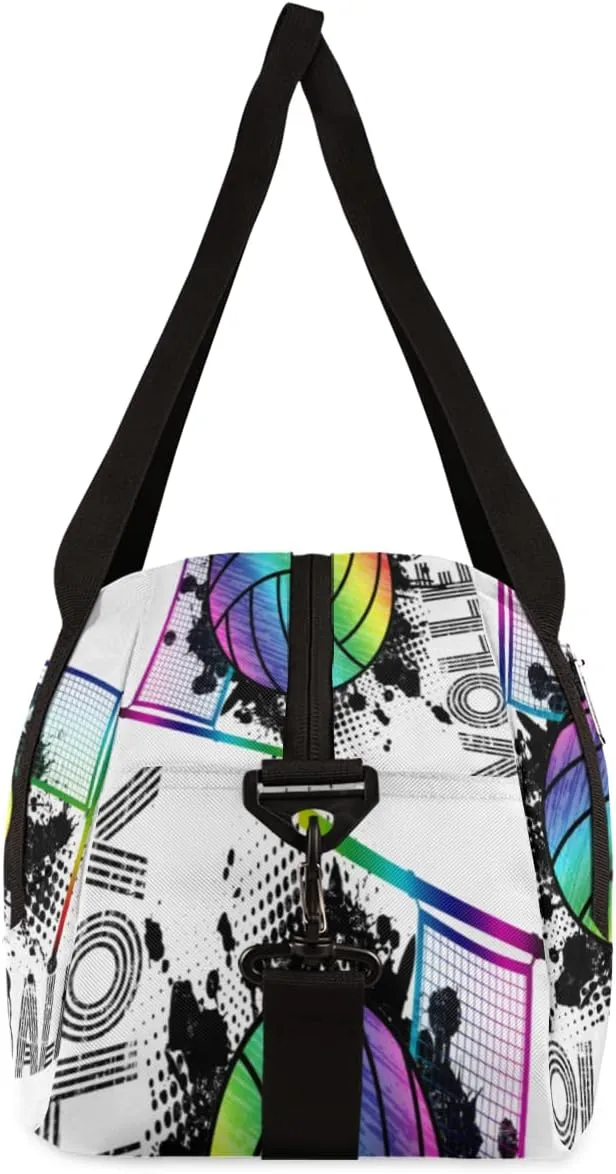 Volleyball Sport Ball Gym Duffel Bag for Women Men - Small Travel Sports Getaway Overnight Weekender Workout Dance Bag for Boys Girls Kids Teens