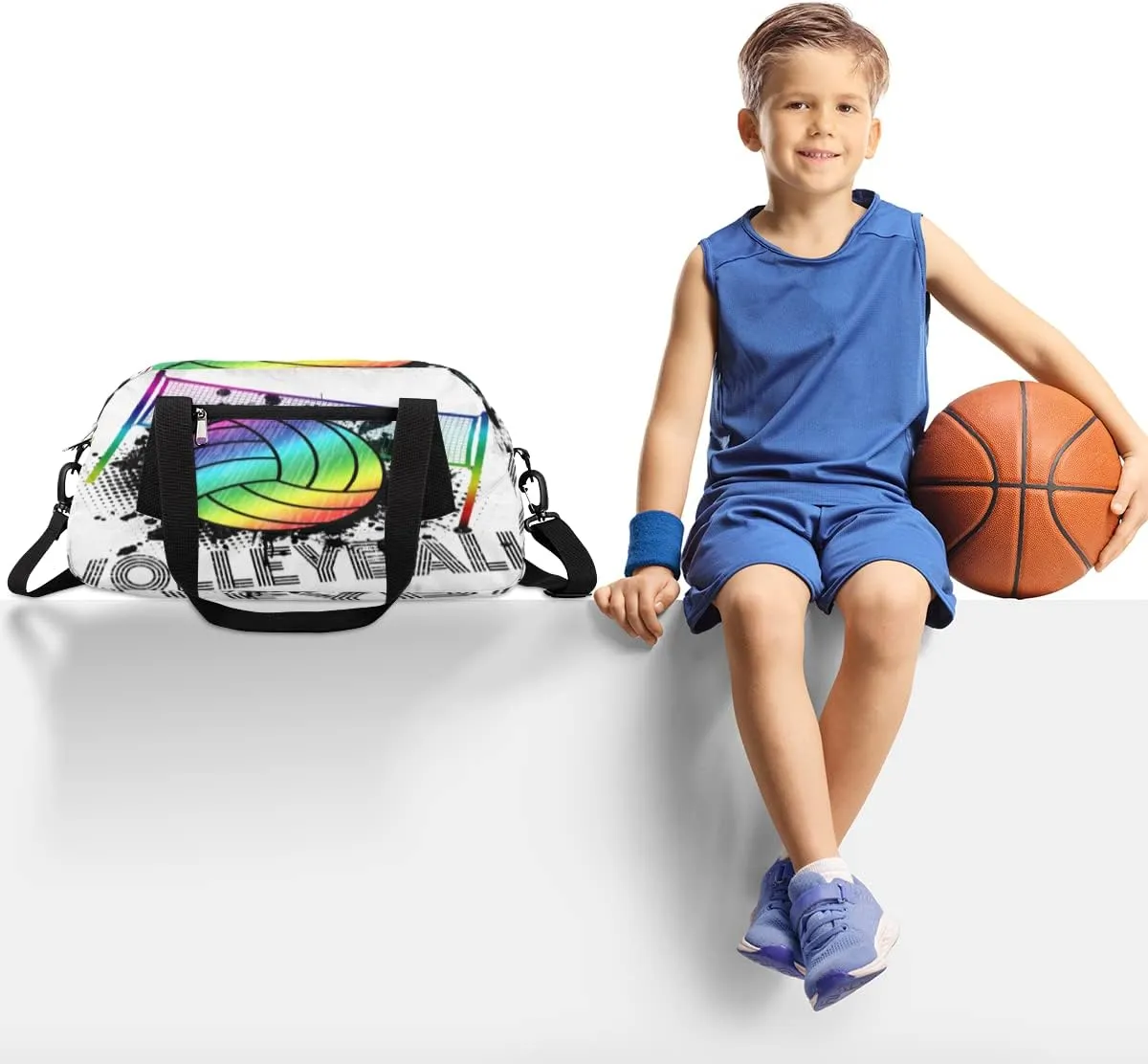 Volleyball Sport Ball Gym Duffel Bag for Women Men - Small Travel Sports Getaway Overnight Weekender Workout Dance Bag for Boys Girls Kids Teens