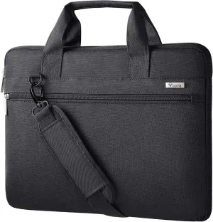 Voova Laptop Bag 17 17.3 Inch, 360° Protective Laptop Case Sleeve with Shoulder Strap Compatible with 17-18 Inch Lenovo Asus Acer Dell Hp, Waterproof Computer Bag Slim Briefcase for Men Women, Black