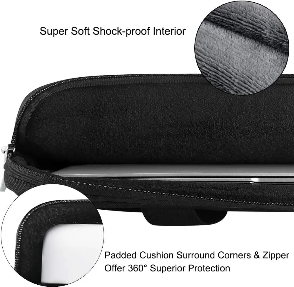 Voova Laptop Bag 17 17.3 Inch, 360° Protective Laptop Case Sleeve with Shoulder Strap Compatible with 17-18 Inch Lenovo Asus Acer Dell Hp, Waterproof Computer Bag Slim Briefcase for Men Women, Black