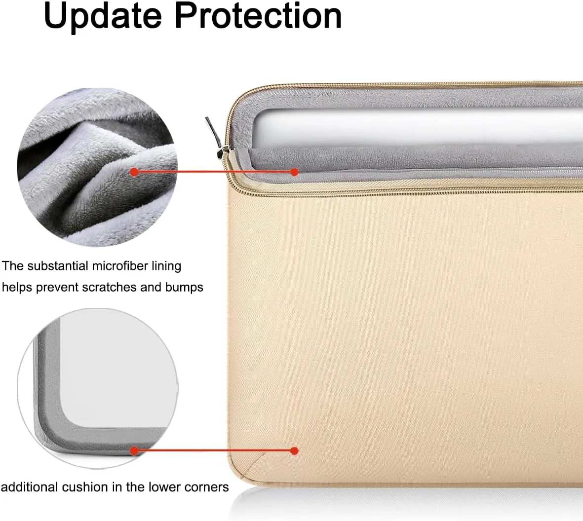 Voova Laptop Sleeve Case 15.6 16 Inch with Handle, 360° Protective Waterproof Slim Computer Bag Cover Compatible with MacBook Pro M2/M3/M4 16, HP Acer Lenovo Yoga ThinkPad Asus Laptop, Beige