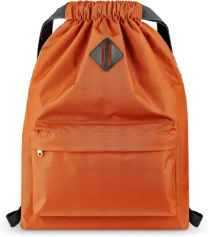 Vorspack Drawstring Backpack Water Resistant String Bag Sports Gym Sack with Side Pocket for Men Women