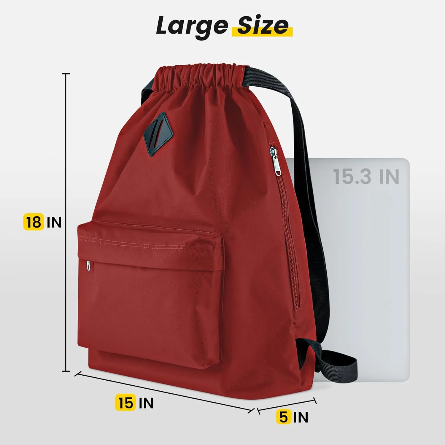Vorspack Drawstring Backpack Water Resistant String Bag Sports Gym Sack with Side Pocket for Men Women
