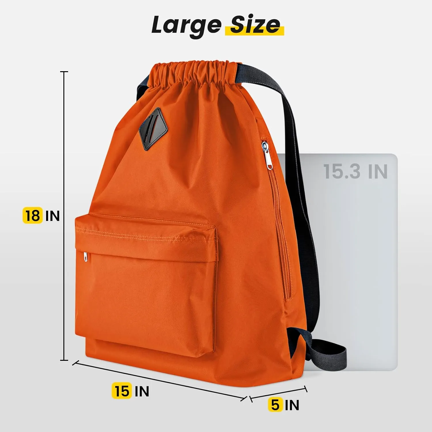 Vorspack Drawstring Backpack Water Resistant String Bag Sports Gym Sack with Side Pocket for Men Women