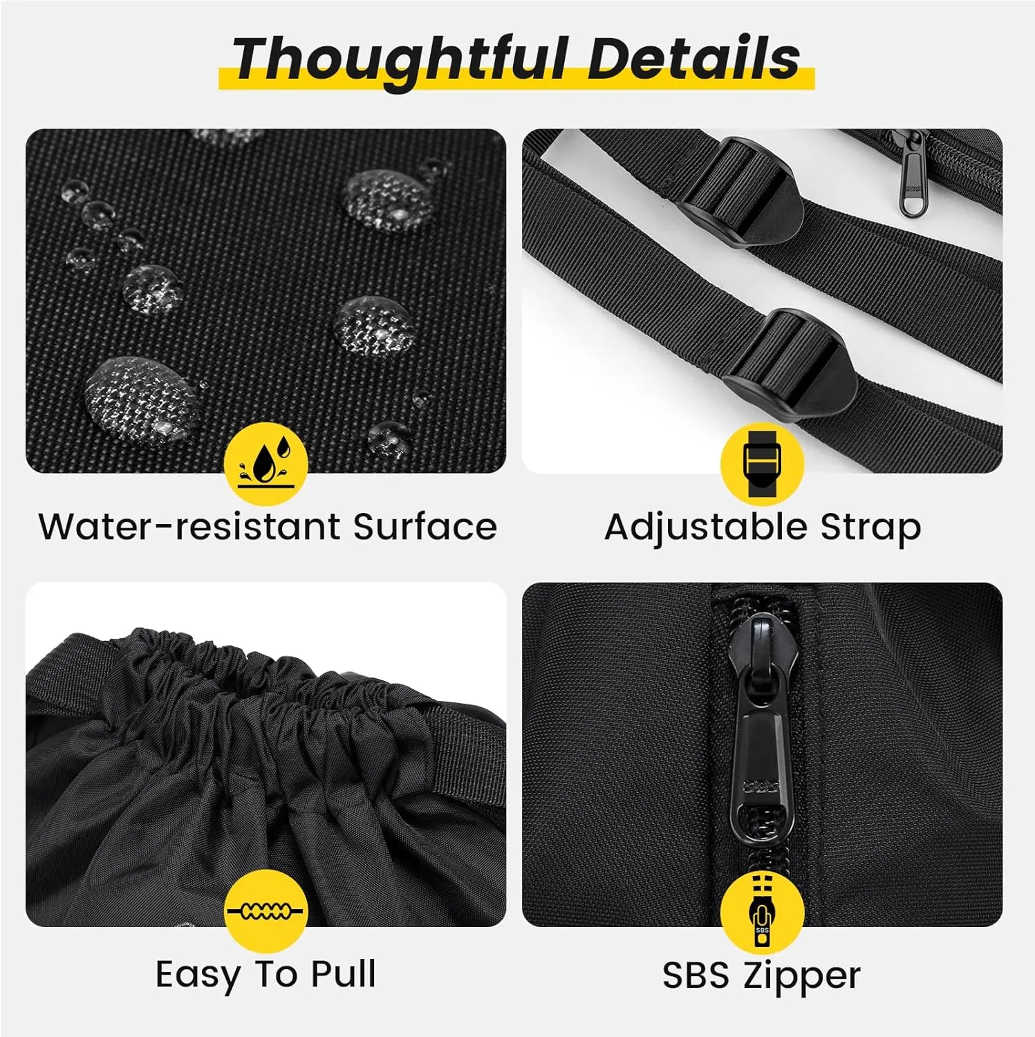 Vorspack Drawstring Backpack Water Resistant String Bag Sports Gym Sack with Side Pocket for Men Women