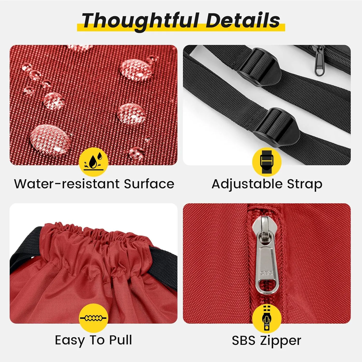 Vorspack Drawstring Backpack Water Resistant String Bag Sports Gym Sack with Side Pocket for Men Women