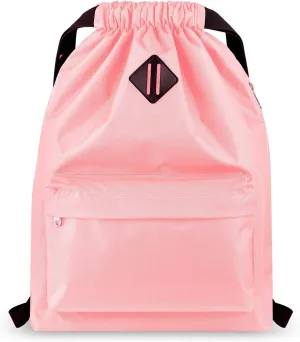 Vorspack Drawstring Backpack Water Resistant String Bag Sports Gym Sack with Side Pocket for Men Women