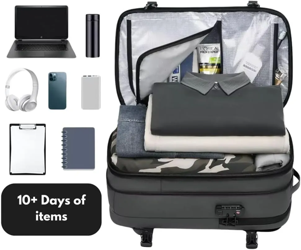 Voyagevac Backpack, Vacpack Backpack with Vacuum, 60L Expandable Compression Travel Laptop luggage Bag (Black)