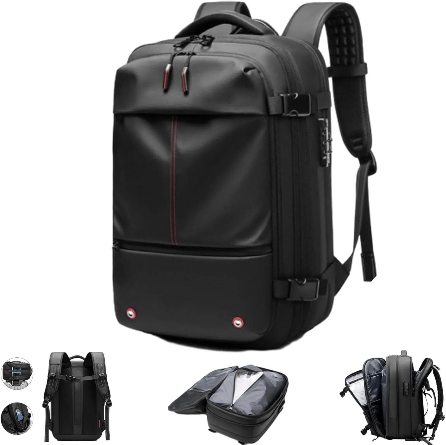 Voyagevac Backpack, Vacpack Backpack with Vacuum, 60L Expandable Compression Travel Laptop luggage Bag (Black)