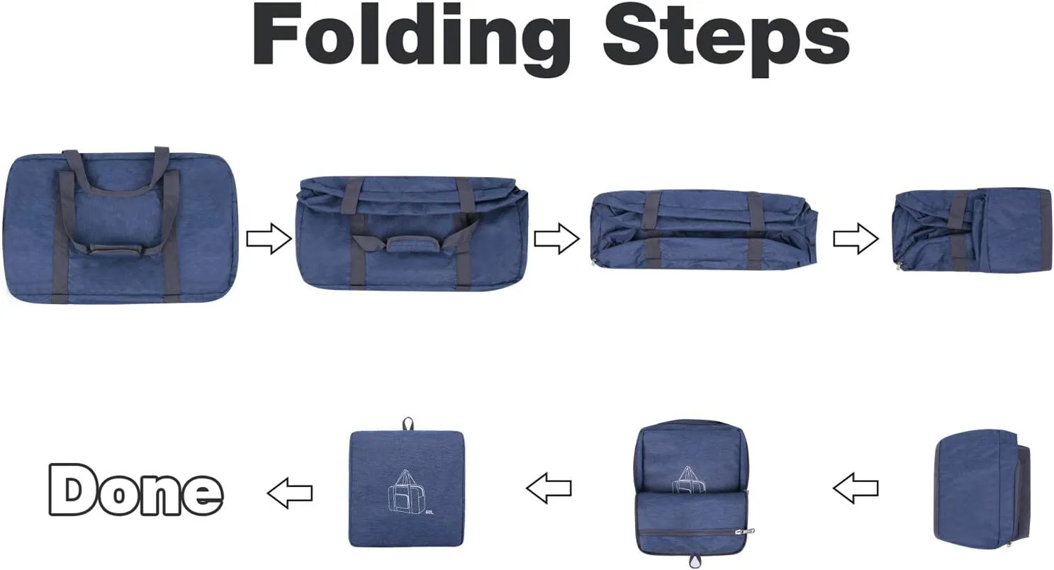 WANDF Foldable Travel Duffel Bag 60-120L Duffle Carry on for Women and Men