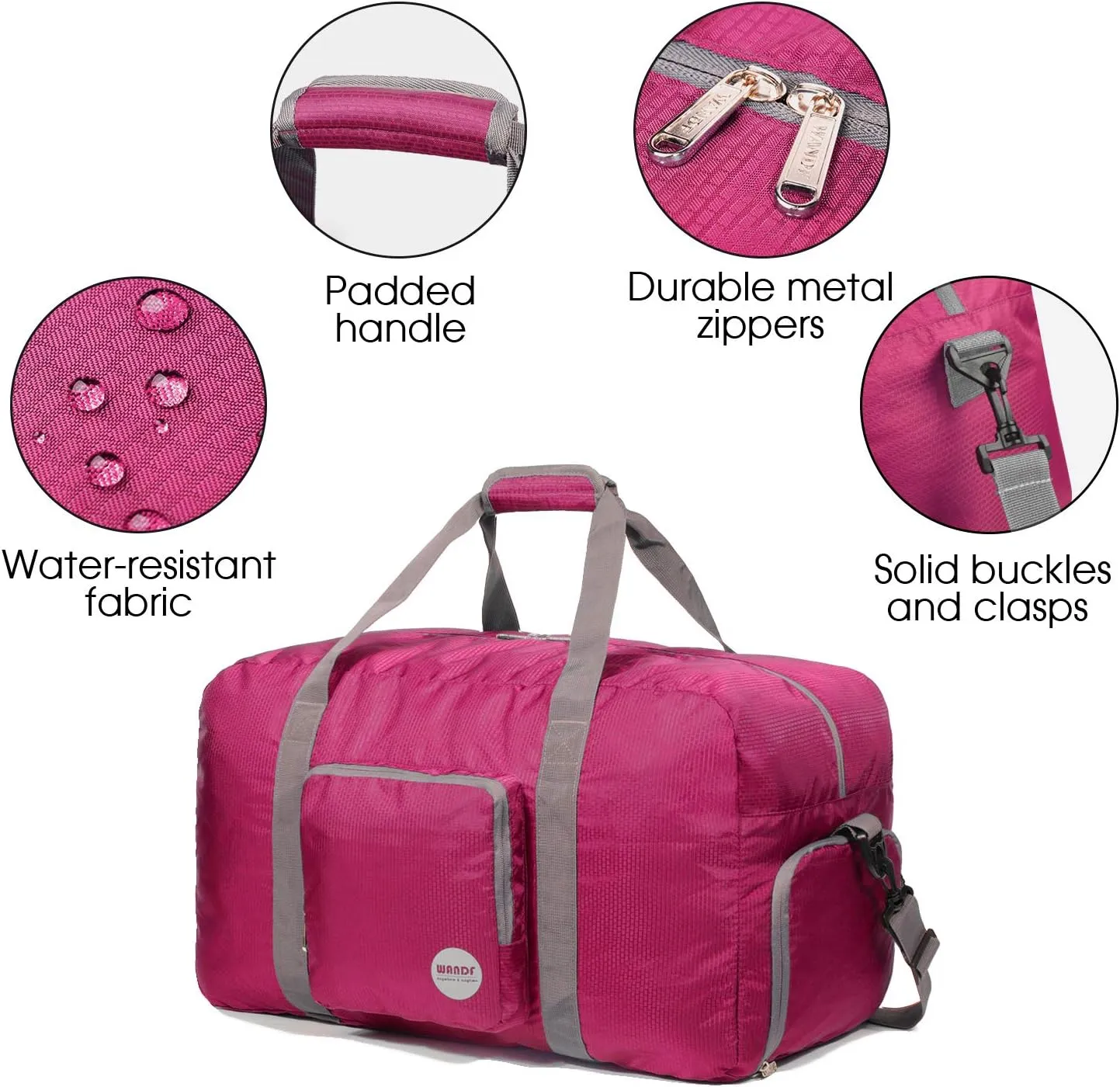 WANDF Foldable Travel Duffel Bag 60-120L Duffle Carry on for Women and Men