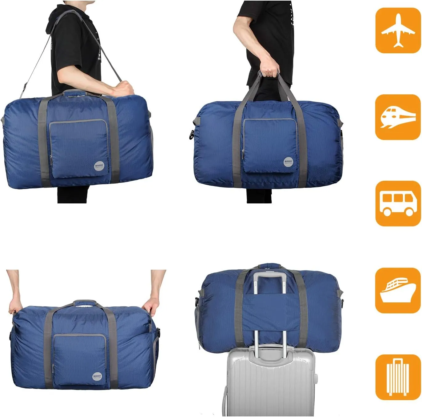 WANDF Foldable Travel Duffel Bag 60-120L Duffle Carry on for Women and Men