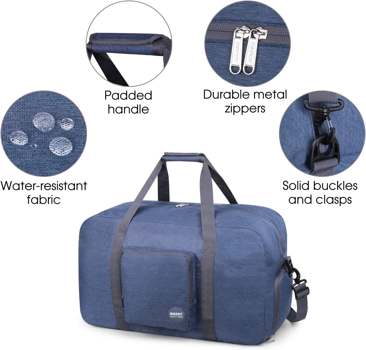 WANDF Foldable Travel Duffel Bag 60-120L Duffle Carry on for Women and Men