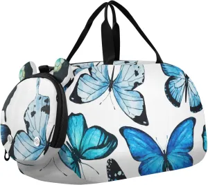 Watercolor Butterfly Pattern Gym Travel Duffel Bag with Shoe Compartment for Boys Girls - Gymnastics Sports Dance Football Travel Bag Teens Weekender Sleepover