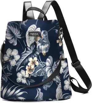 Waterproof Backpack Purse for Women Anti Theft Fashion Daypack Nylon Travel Bag Crossbody Shoulder Bag - Hawaii Flower 13"x5.9"x13.9"